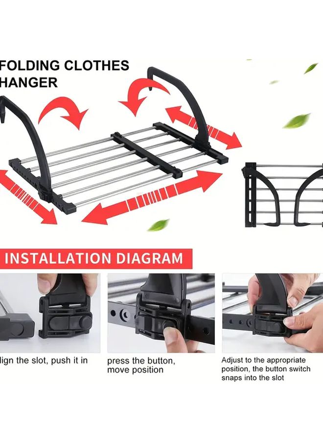 Black Stainless Steel Wall Mounted Folding Clothes Drying Rack Space Saving Laundry Dryer - Image 3