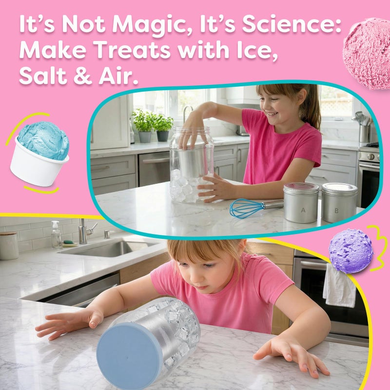 Aizweb Ice Cream Maker for Kids-Science Kit to Make Your Own Real Ice Cream|STEM Educational Science Experiments,Birthday Gifts for Boys&Girls Ages 5â€“14|Includes Visual Recipes,Scoop,Cans&Whisks - Image 4