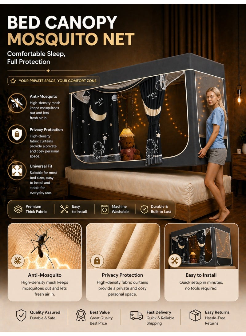 OHTEX HOME مظلات سرير، ستائر، ستائر تعتيم، ستائر خيمة سرير فردية، قماش تظليل للطلاب، مظلة سرير، ناموسية، نوم الطلاب، حماية الخصوصية - Image 1