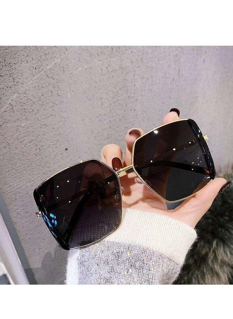 General New Korean style large frame square fashion polarized sunglasses for women with big face sunshade driving street shooting sunglasses  - Image 1