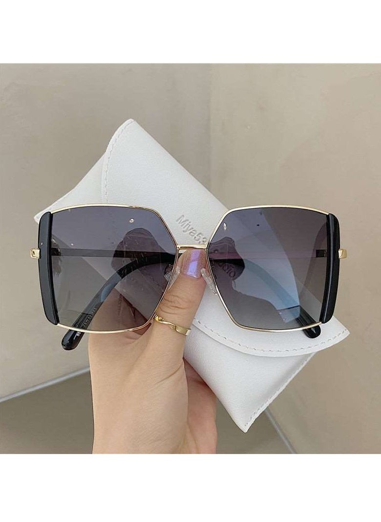 General New Korean style large frame square fashion polarized sunglasses for women with big face sunshade driving street shooting sunglasses  - Image 5