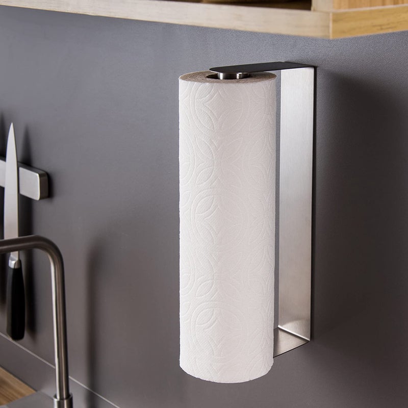 ZUNTO Paper Towel Holder Under Cabinet Self Adhesive Paper Towel Rack (No Drilling), Stainless Steel Wall Mount Paper Towel Holder, Rustproof, Easy Tear - Image 1