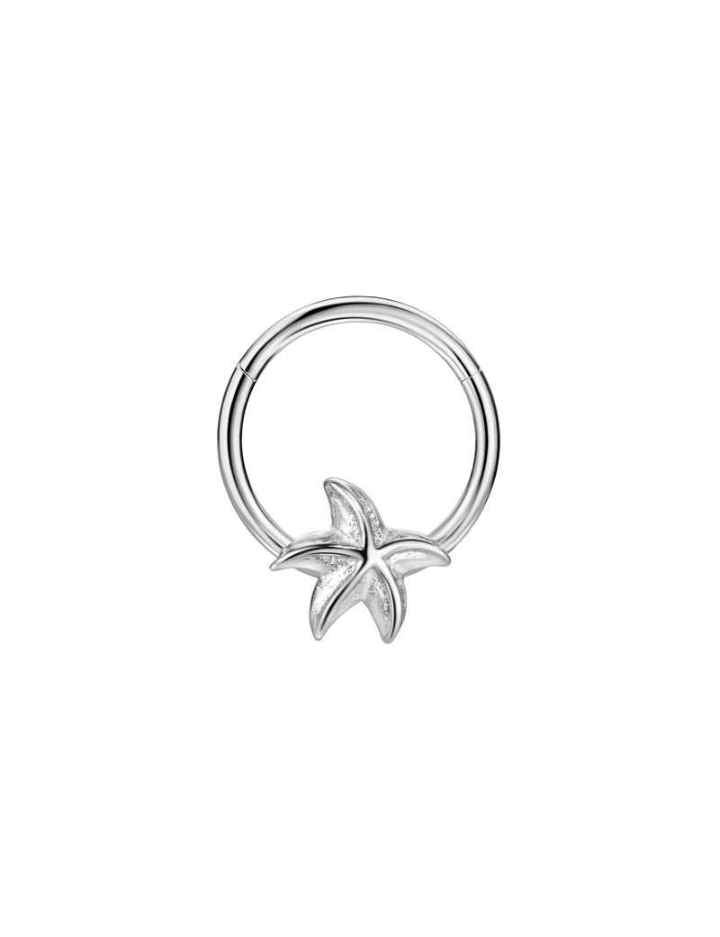 FANSING 316L Surgical Steel Starfish Piercing Rings for Septum Piercing for Womens Hinged Septum Jewelry 16g 10mm - Image 1