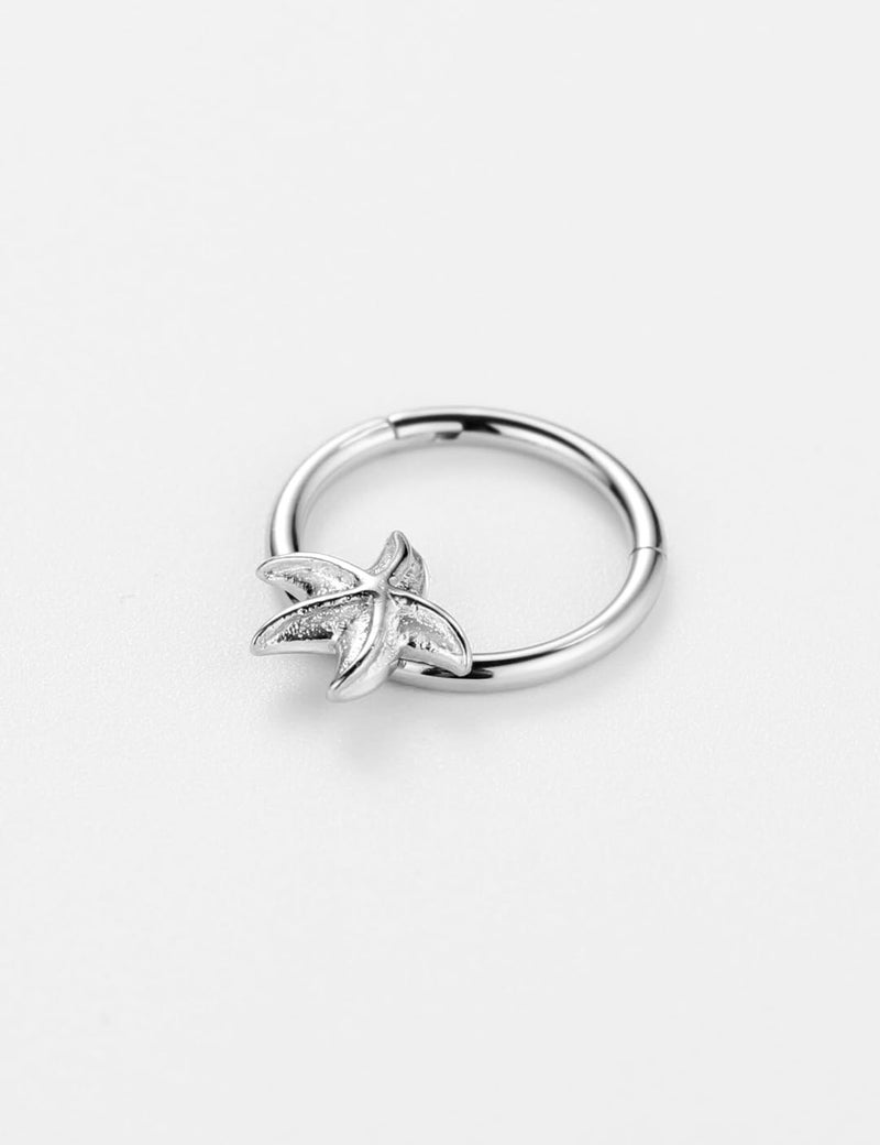 FANSING 316L Surgical Steel Starfish Piercing Rings for Septum Piercing for Womens Hinged Septum Jewelry 16g 10mm - Image 3