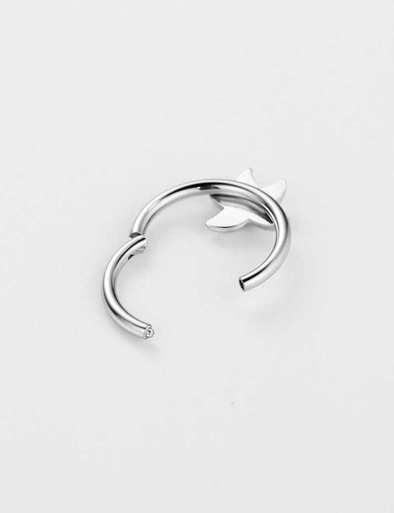 FANSING 316L Surgical Steel Starfish Piercing Rings for Septum Piercing for Womens Hinged Septum Jewelry 16g 10mm - Image 4