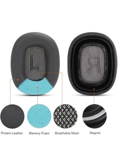 ماركة غير محددة وسائد الأذن لـ AirPods Max سماعات الأذن استبدال وسائد الأذن تغطي الأذن مع رغوة الذاكرة الجلدية البروتينية والمغناطيس (أسود)  - Image 4