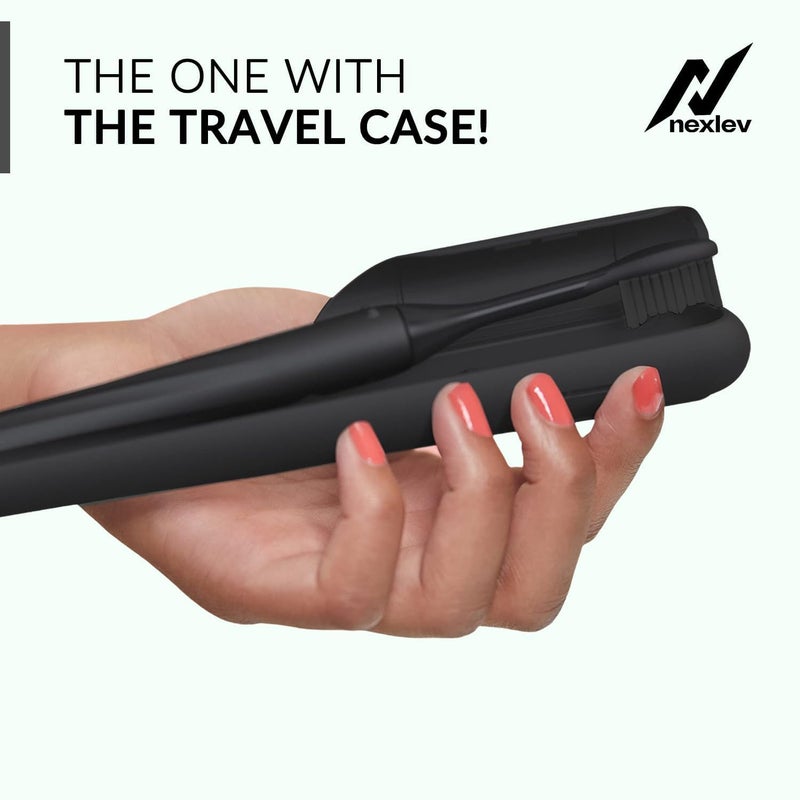 nexlev فرشاة أسنان كهربائية ذكية للبالغين | مؤقت 2 دقيقة مع نظام كواد بايسر | 3 رؤوس قابلة للاستبدال | تعمل ببطارية AAA | وضعين للتنظيف | تصل إلى 60 يومًا | مقاومة للماء | حقيبة سفر | عناية بشعيرات ناعمة | ET-01 - Image 5