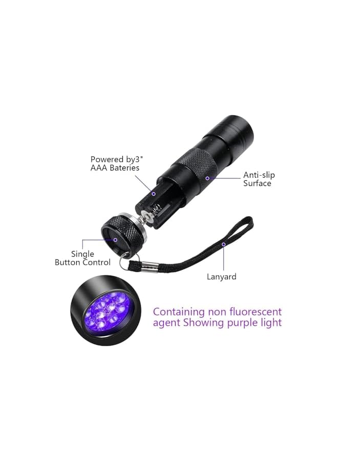 PROMASS UV Flashlight Black Light, 21 LED 395nm Ultraviolet Blacklight For Dog Urine,Pet Stains And Bed Bug, Portable Ultraviolet Light Detector, Mini Blacklight Pet Urine Detector (Small)  - Image 3