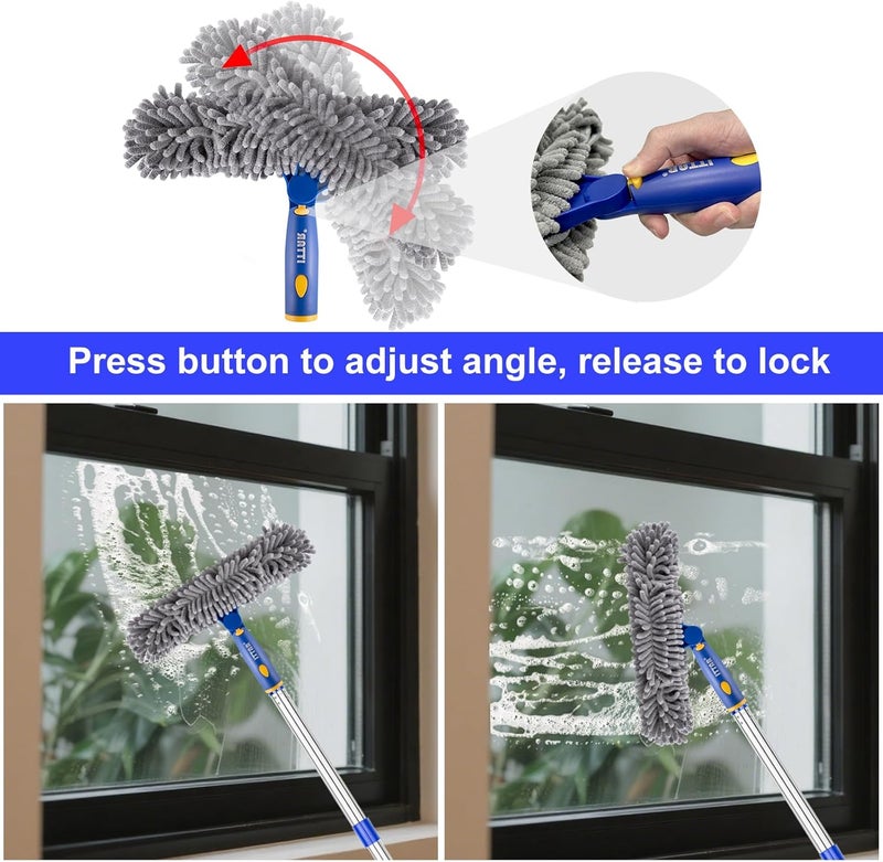 ITTAR Professional Window Cleaning Squeegee Kit, 7.15 Ft High Reach Cleaner Tool, Rotatable Window Washing Equipment with Extension Pole for Indoor/Outdoor Window, Glass, Car, 1 Blade 2 Scrubber - Image 4