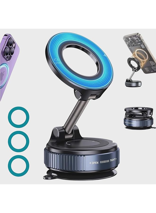 Green Tiger Alloy Folding Magnetic Car Phone Holder 360° Dashboard & Windshield Mount | Strong Vacuum Suction | MagSafe Compatible iPhone Car Holder & Universal Phone Mount – Upgraded 2026 - Image 1