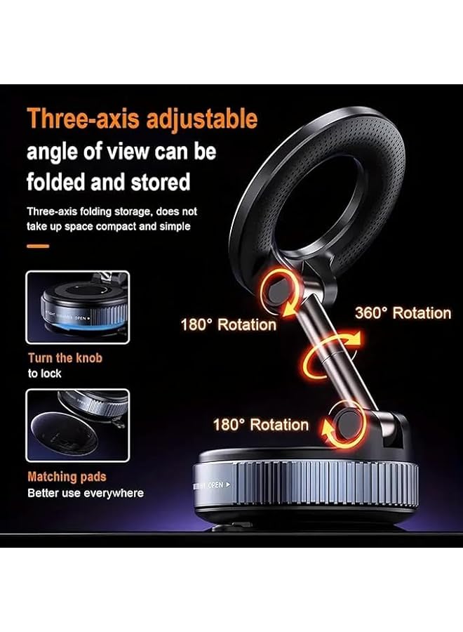 Green Tiger Alloy Folding Magnetic Car Phone Holder 360° Dashboard & Windshield Mount | Strong Vacuum Suction | MagSafe Compatible iPhone Car Holder & Universal Phone Mount – Upgraded 2026 - Image 4