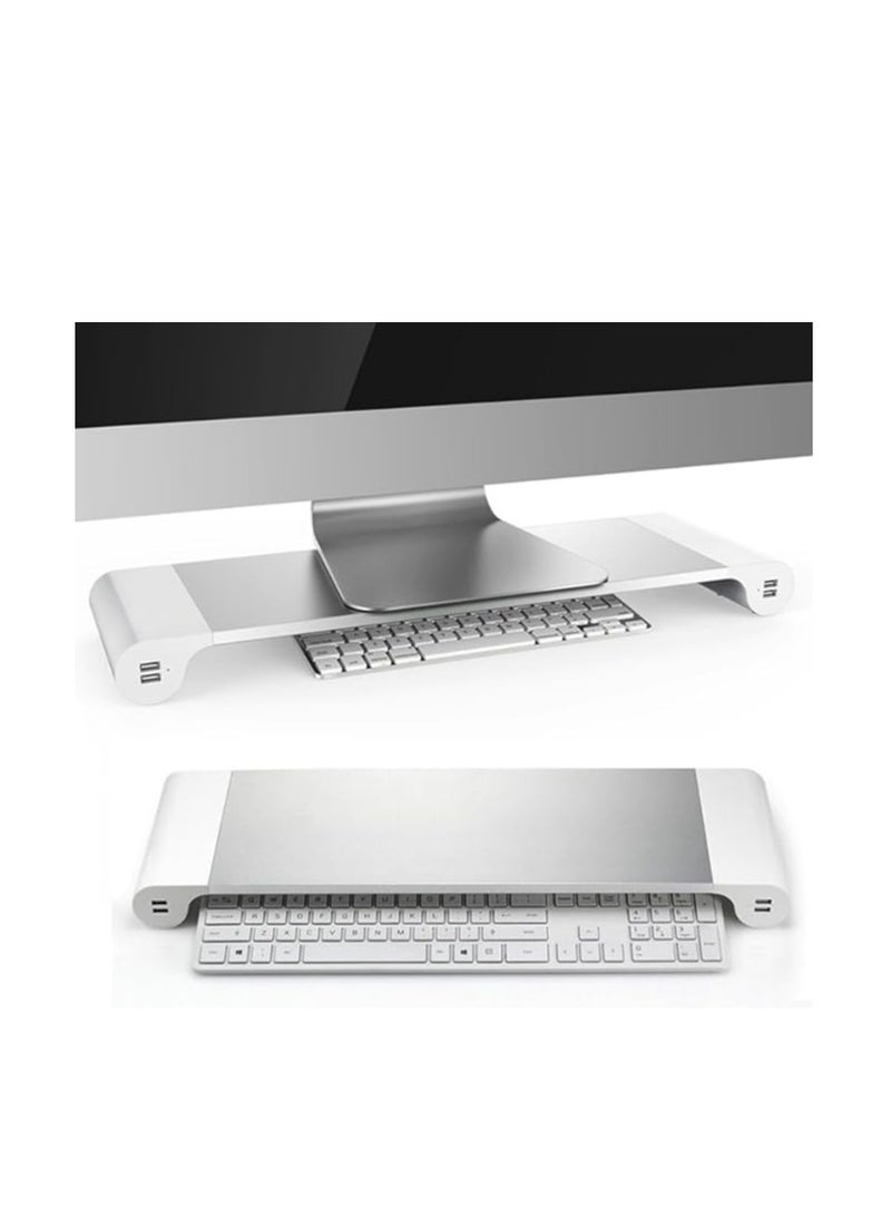 iMac Stand Space Bar with 4 USB Ports for charger, Aluminum Desk Holder Dock for Laptop and iMac - Image 1