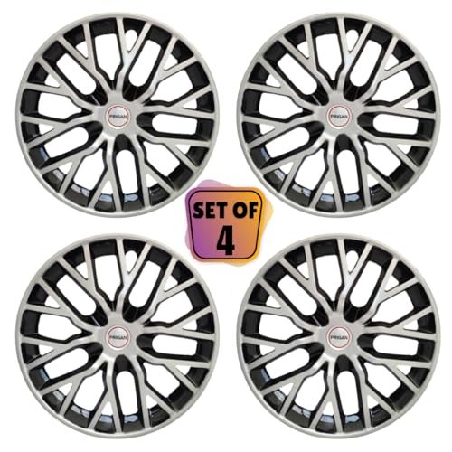 PRIGAN Black Silver 12 Inch Wheel Cover (Available in 12,13,14,15,16 Inch) Wheel Cap Universal Model (Set of 4 Pcs) (Phantom Black Silver) - Image 2