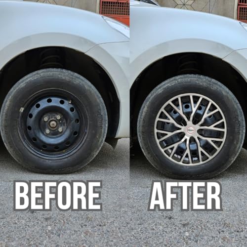 PRIGAN Black Silver 12 Inch Wheel Cover (Available in 12,13,14,15,16 Inch) Wheel Cap Universal Model (Set of 4 Pcs) (Phantom Black Silver) - Image 3