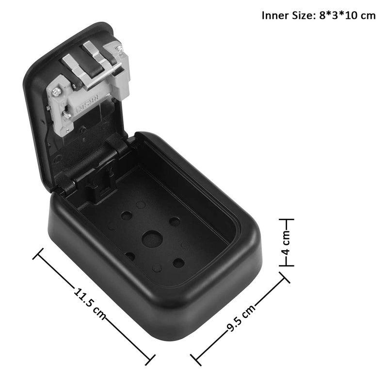 MEZON Key Box Black Combination Lock Wall Mount Aluminum Alloy Stainless Steel 5 Keys Realtors Garage Spare Keys - Image 2