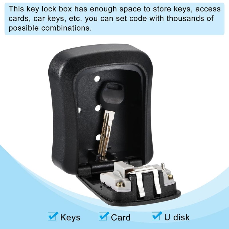 MEZON Key Box Black Combination Lock Wall Mount Aluminum Alloy Stainless Steel 5 Keys Realtors Garage Spare Keys - Image 3
