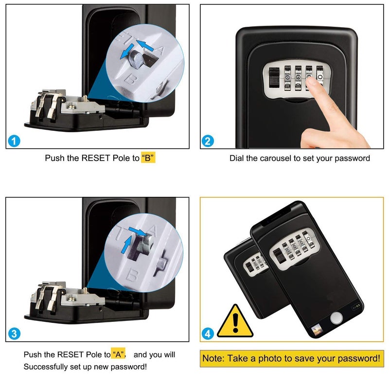 MEZON Key Box Black Combination Lock Wall Mount Aluminum Alloy Stainless Steel 5 Keys Realtors Garage Spare Keys - Image 5