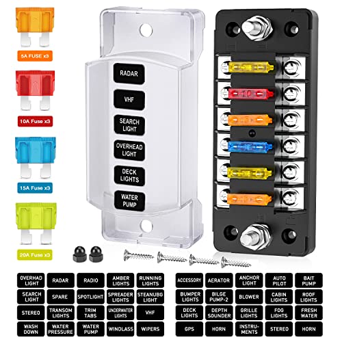 Nilight 6 Way Fuse Block with Negative Bus 12V Blade Fuse Holder ATCATO Standard Fuse Box Label Stickers Waterproof Cover Fuse Panel for Automotive Cars Trucks RVs Campers Vans 2 Years Warranty - Image 1