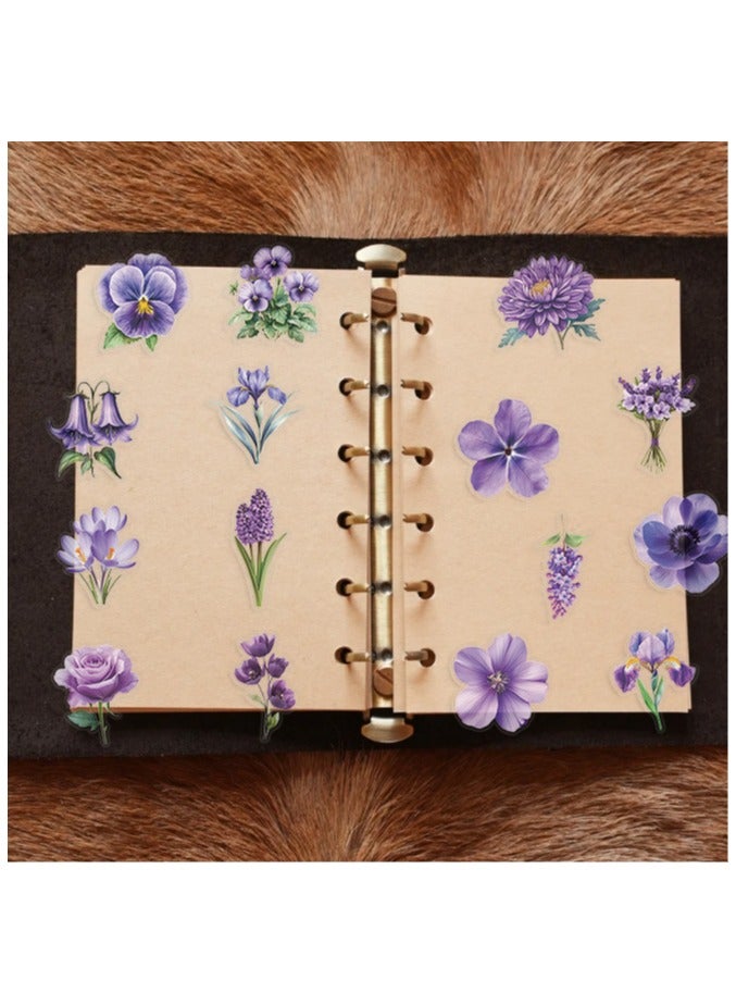 قوس قزح أورينبو 50 قطعة من ملصقات الزهور الأرجوانية المقاومة للماء والشفافة للقصاصات الورقية والنباتية والحرف اليدوية والمشاريع الفنية وزجاجات الجرعات الزجاجية - Image 5