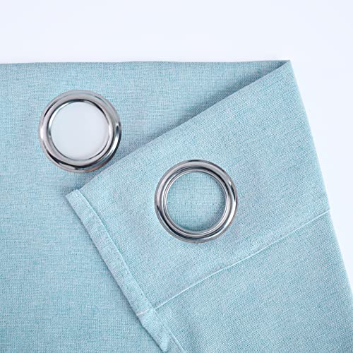 UPOPO Curtains Short Over Sink Sky Blue Kitchen Tiers 30 inches Long Linen Textured Privacy Cafe Curtains Cabinet Caravan Mini Bathroom Small Basement Half Window Curtain 2 Panels Grommet Top - Image 3