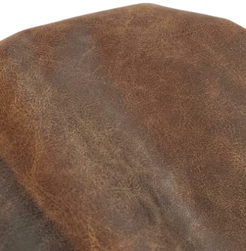NAT Leathers | Brown Distressed 2 Tone Oily Faux Vegan Leather PU (Peta Approved Vegan) | 1 Yard 36 inch x 54 inch Cut by Yard Pleather 0.9 mm Upholstery | Brown Crazy Horse Distress 36"X54" - Image 1