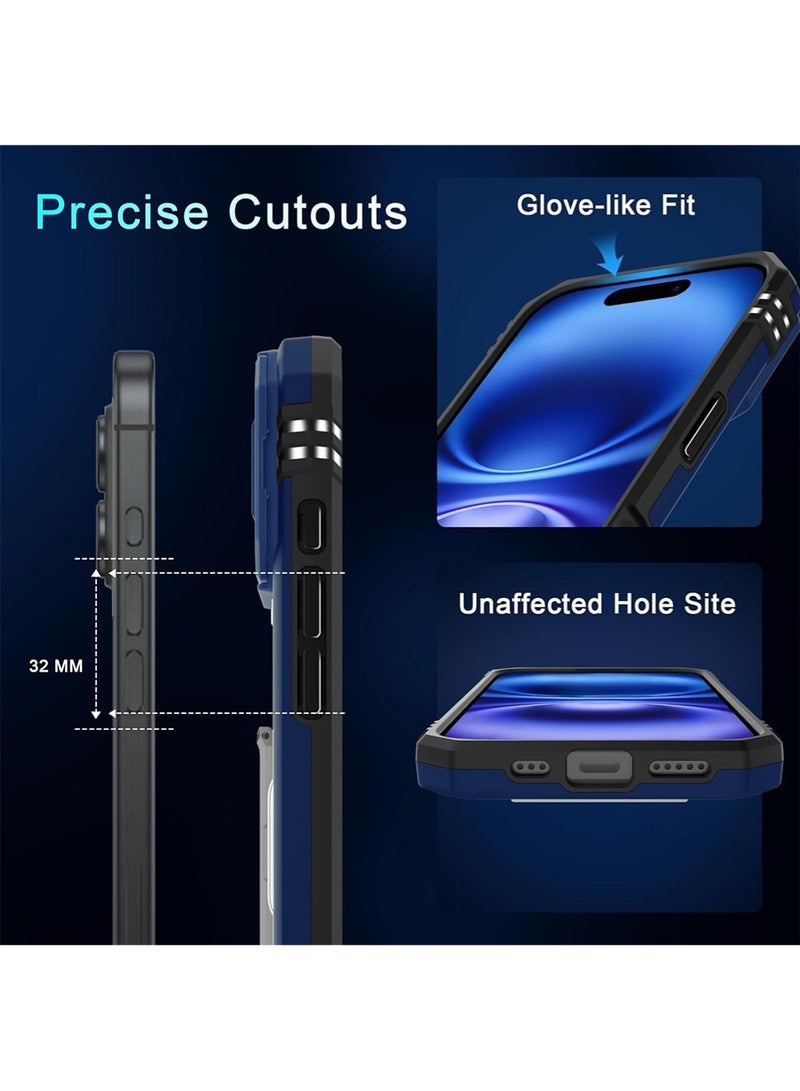 WRISTWISE Case Cover for iPhone 17 6.3-Inch with Slide Camera Cover + 2 Screen Protectors, Rotated Ring Kickstand Military Grade Shockproof Protective Cover-Navy Blue - Image 5