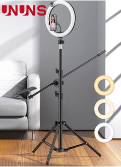 UNUNS 10" Selfie Ring Light,83" Foldable Tripod For iPhone With Stand And Overhead Phone Mount,Phone Light For Video Recording,Cooking,Photography,Live Streaming  - Image 1