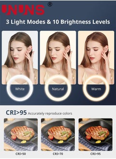 UNUNS 10" Selfie Ring Light,83" Foldable Tripod For iPhone With Stand And Overhead Phone Mount,Phone Light For Video Recording,Cooking,Photography,Live Streaming  - Image 4