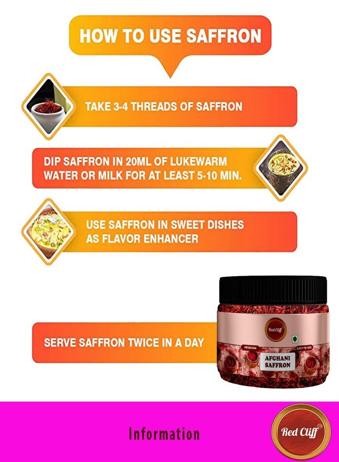 Red Cliff Pure, Natural and Finest Grade Afghani Kesar / Saffron Threads | 1g | (Afghani Saffron | 1gx9 |) - Image 3