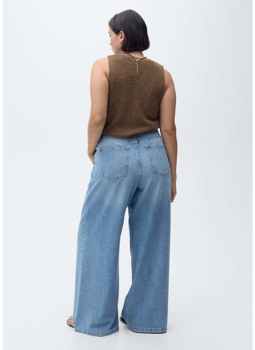 MANGO Wide-Leg Pleated Jeans  - Image 2