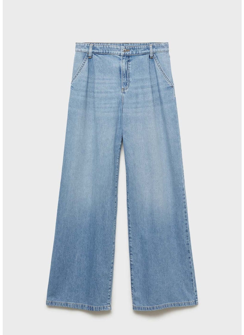 MANGO Wide-Leg Pleated Jeans  - Image 4