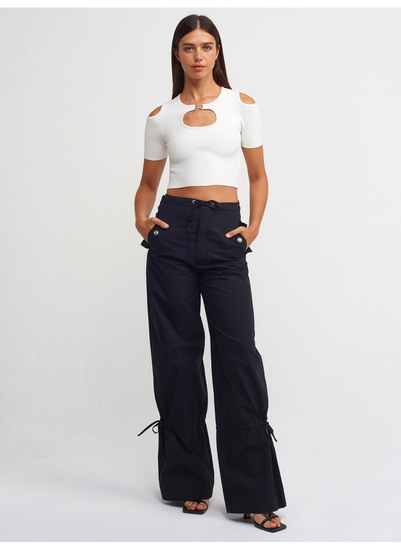 Dilvin 10378 Crew Neck Low-cut Short Sleeve Sweater-Ecru  - Image 4