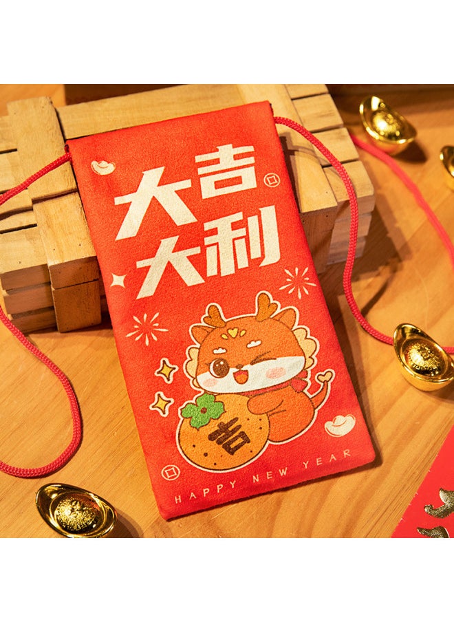 Dragon Year Money Bag 2024 Chinese Year Fabric Red Envelope Bag Creative Spring Festival Year Children's Lucky Money-Specifications:Good Luck-Color:Year Red Envelope  - Image 1