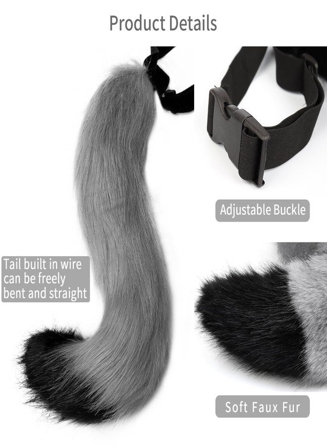 hbbhml Furry Animal Cat Fox Tail Faux Fur Wolf Ear Headband Leather Neck Chocker Costume Set for Party Halloween Cosplay - Image 4