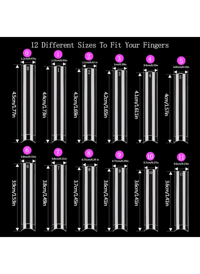 Namgznso XXL No C Curve Nail Tips for Acrylic Nails Professional, 600PCS Clear Tapered Square Nail Tips Straight Flat Nails Tips, Extra Long Half Cover Acrylic Nail Tips for Nail Salon and DIY Nail 12 Sizes  - Image 5