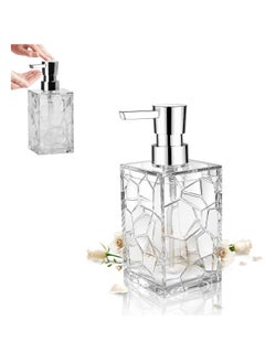 KASTWAVE Acrylic Soap Dispenser, 11Oz Refillable Wash Hand Liquid Dish Detergent Shampoo Lotion Dispenser Bottle with Pump, Polygonal Transparent Clear and Elegant Bathroom Decor for Bathroom, Kitchen Sink  - Image 1