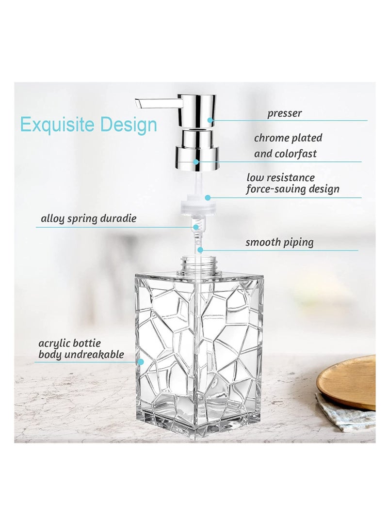 KASTWAVE Acrylic Soap Dispenser, 11Oz Refillable Wash Hand Liquid Dish Detergent Shampoo Lotion Dispenser Bottle with Pump, Polygonal Transparent Clear and Elegant Bathroom Decor for Bathroom, Kitchen Sink  - Image 4