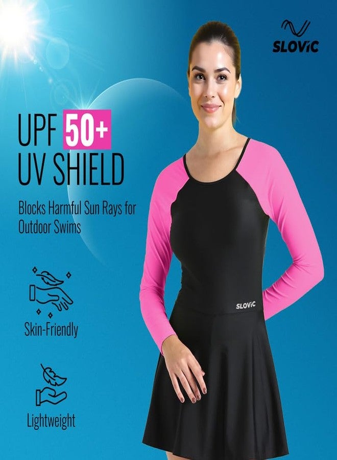 SLOVIC Swimming Suit for Women [X-Large] | One Piece Bodysuite for Women | Beachwear for Girls | Quick Dry & Stretchable Swimwear for Ladies | Swimming Dress for Swimming Pool Pink - Image 4