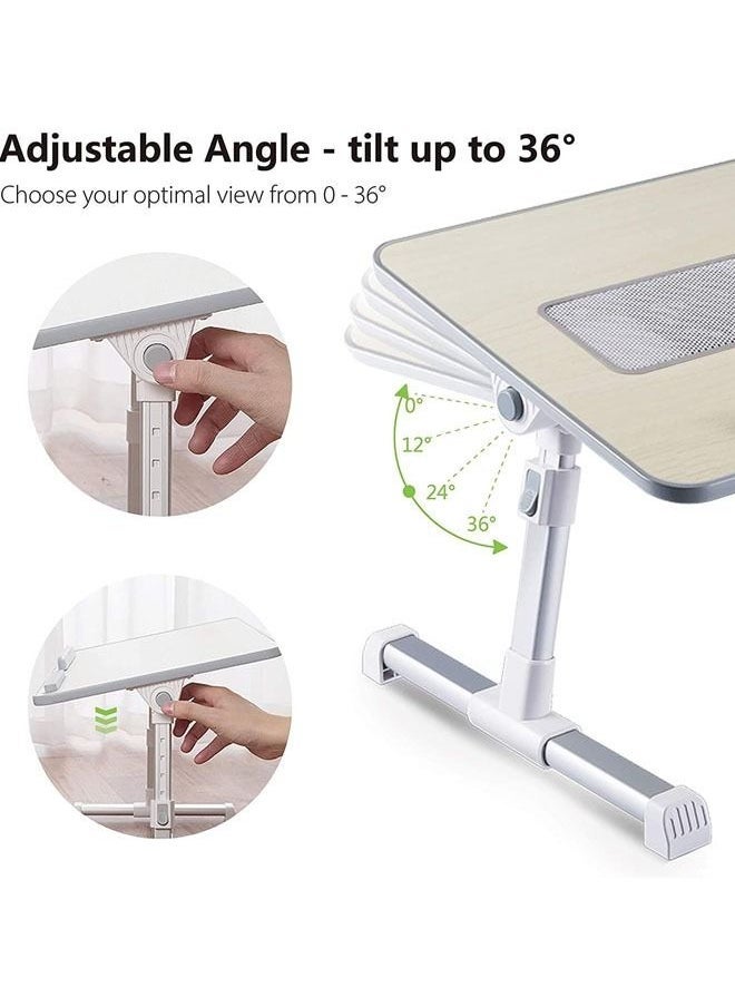 Arabest Laptop Stand for Bed, Portable Laptop Table with Foldable Legs Notebook Computer Desk for Laptop Reading and Writing Lap Tray for Eating in Bed Sofa Couch Floor (Wood, Medium)  - Image 5