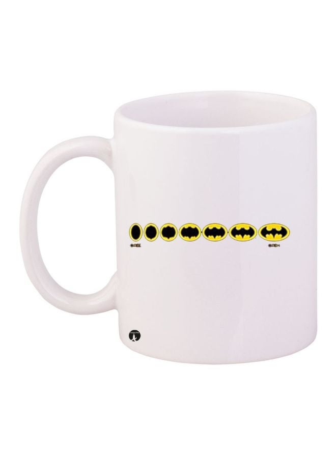 RYN Batman Logo Printed Coffee Mug White/Black/Yellow 11ounce