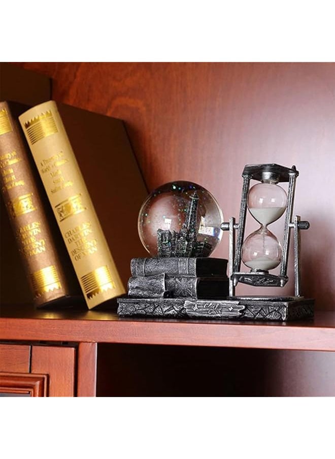 erorex Led Music Crystal Snow Globe With Hourglass Timer Retro Castle Musical Globe With Color Changing Led Lights Home Decoration Statue Figurine Table Centerpieces Ornaments For Home Decor Silver  - Image 5