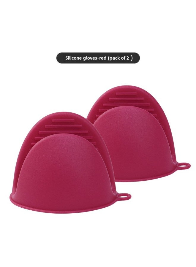 Hot Sale Air Fryer Special Silicone Baking Tray Household Oven Baking Tray Food Oil-proof Barbecue Tray-Specifications:Glove Clip Red  - Image 1