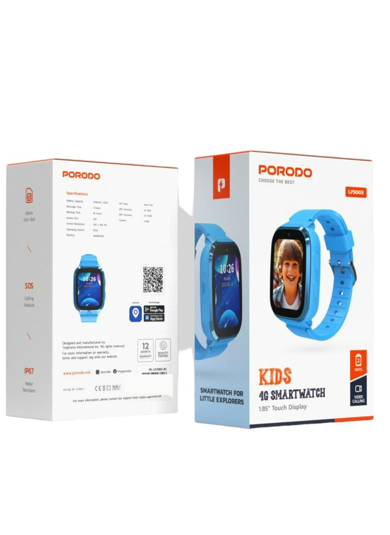 4G Kids GPS 1.85 inches Smart Watch Junicare with Touch Display, 36 Hours Working Time, 3 Hours Charging Time, Video Calling - Blue