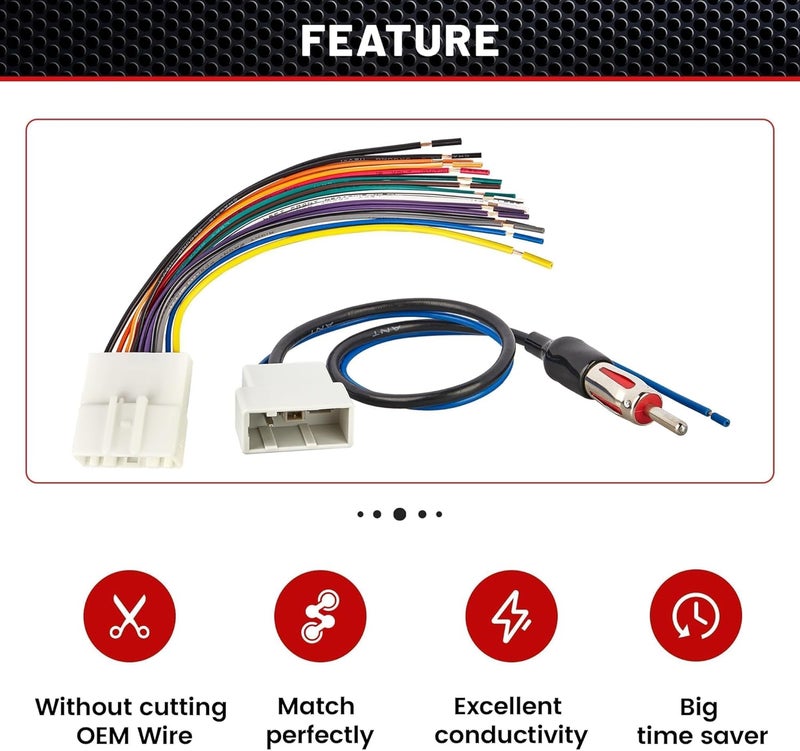 RED WOLF Car Radio Wiring Harness W/Antenna Adapter Select for 2008-2013 Nissan Armada Pathfinder Rogue, 2011-2014 Subaru Impreza Install Aftermarket 20 PIN Stereo Wire Cable Connector Adaptor - Image 4