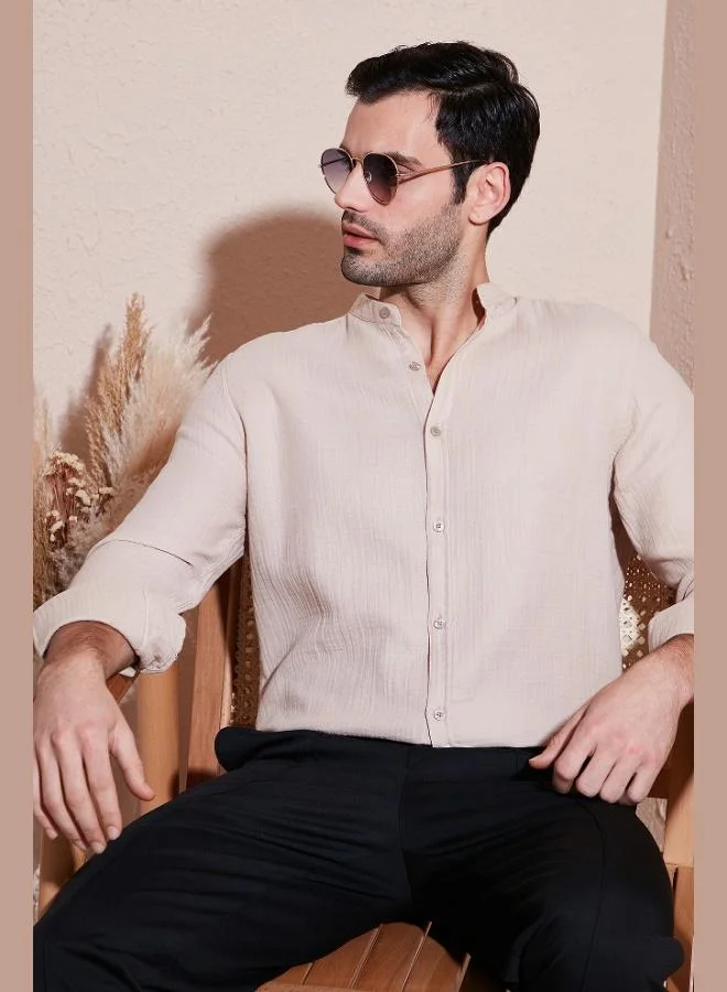 Buratti  Buratti Cotton Regular Fit Mandarin Collar Shirt Men's SHIRT CF25S127702 for Men | Best Price UAE