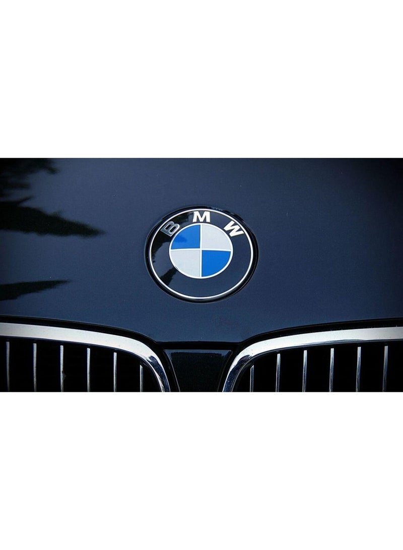 بي إم دبليو 3 قطع من شعار BMW للغطاء الأمامي والصندوق الخلفي وعجلة القيادة (82 مم + 74 مم + 45 مم) - أبيض/أزرق - Image 3