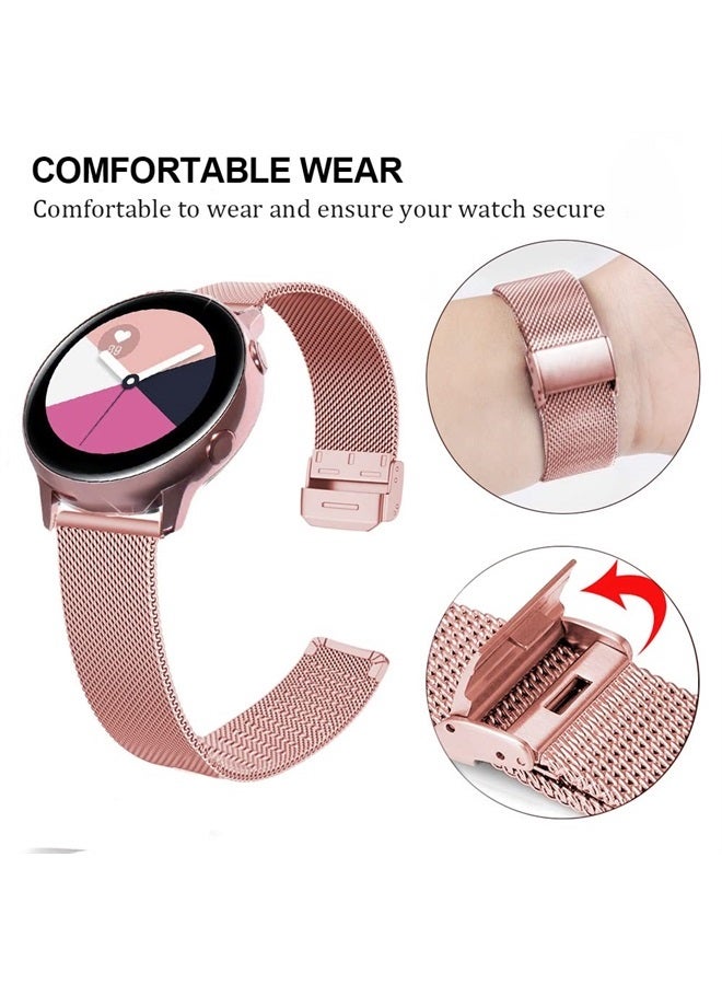 DEALELE Bands Compatible with Samsung Galaxy Watch 6/6 Classic / 5/5 Pro / 4/4 Classic/Galaxy 3 41mm / Active 2, 20mm Stainless Steel Metal Mesh Replacement Strap for Women Men (Rose Pink) - Image 2