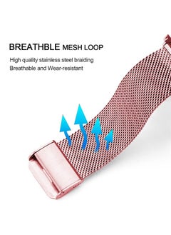 DEALELE Bands Compatible with Samsung Galaxy Watch 6/6 Classic / 5/5 Pro / 4/4 Classic/Galaxy 3 41mm / Active 2, 20mm Stainless Steel Metal Mesh Replacement Strap for Women Men (Rose Pink)  - Image 3