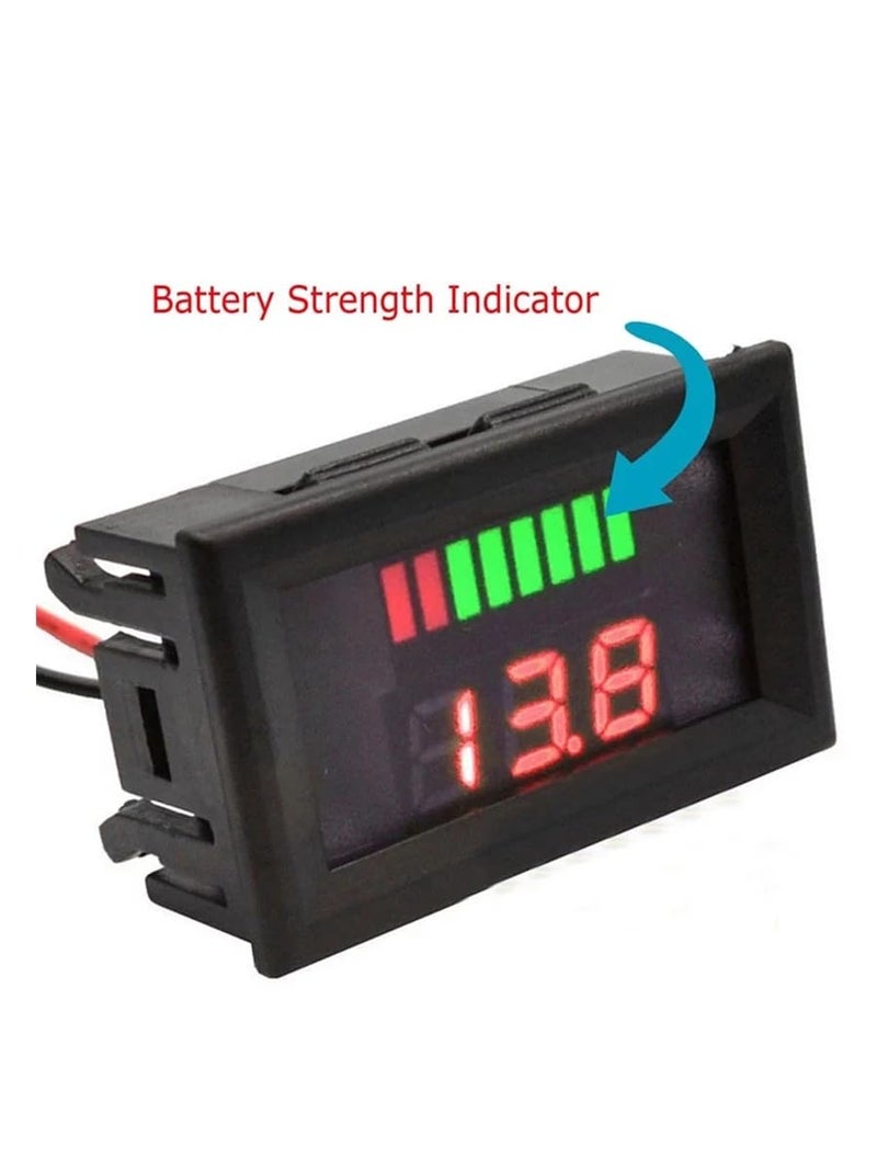 CentIoT - Battery Power Indicator - 12V 24V 36V 48V 60V 72V Auto Sense Lead-acid Battery Charge Level Indicator Voltmeter (Red) - Image 3