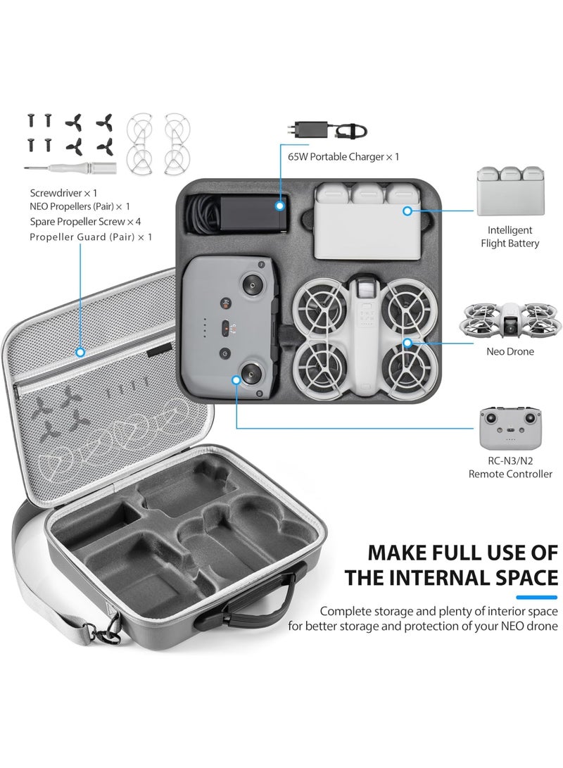 KASTWAVE Carrying Case for DJI Neo, Waterproof Hard Shell Case Shoulder Bag, Compatible with DJI Neo Fly More Combo Accessories, RC-N3/N2 Remote Controller, Neo Intelligent Flight Battery, Charging Hub  - Image 2